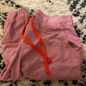 FIGS. jogger scrub pants. petite large. light pink color